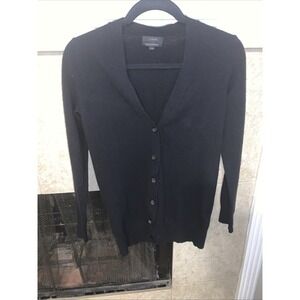 J Crew Women's Black Wool Cashmere Blend Button Up V Neck Cardigan Sweater XXS